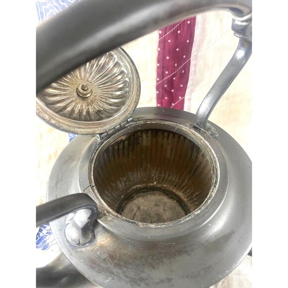 Antique Rogers Smith Silverplate Tilting Spirit Kettle Ribbed Victorian Teapot, - Picture 5 of 9